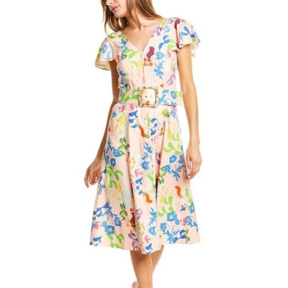Tanya Taylor Jan linen blend A-lin Dress - Pink Size 6